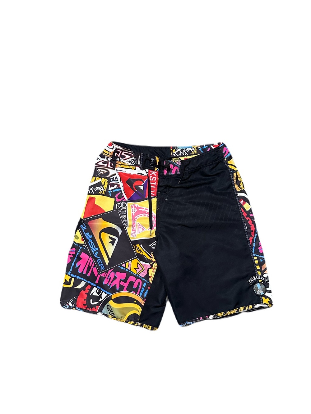 Quiksilver Men's Vintage Y2K Board Shorts Plastered Multicolored Logo Size 34